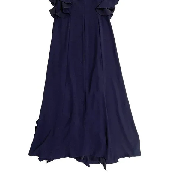 Sachin & Babi Noir Navy Blue RUFFLED Illiana Evening Gown Dress Sz 10 NWT - Picture 10 of 11